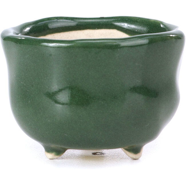 Round green bonsai pot - 45 x 45 x 30 mm