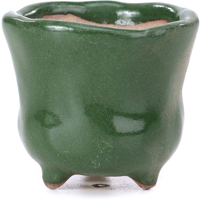 Round green bonsai pot - 36 x 36 x 33 mm