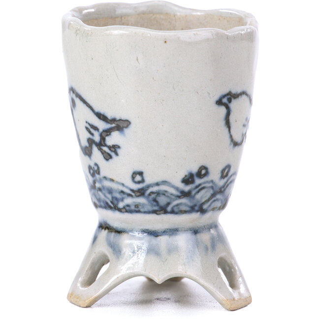 Vaso per bonsai rotondo blu - 45 x 45 x 65 mm