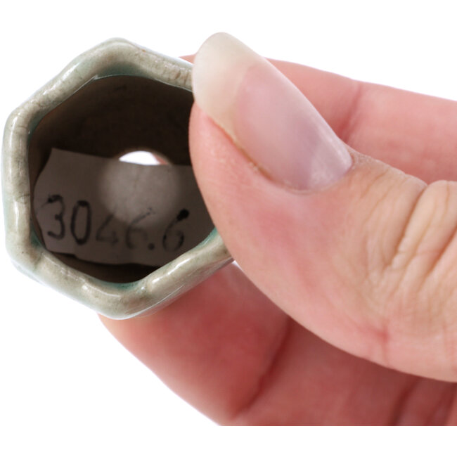 Zeshoekige blauwe bonsaipot - 26 x 26 x 30 mm