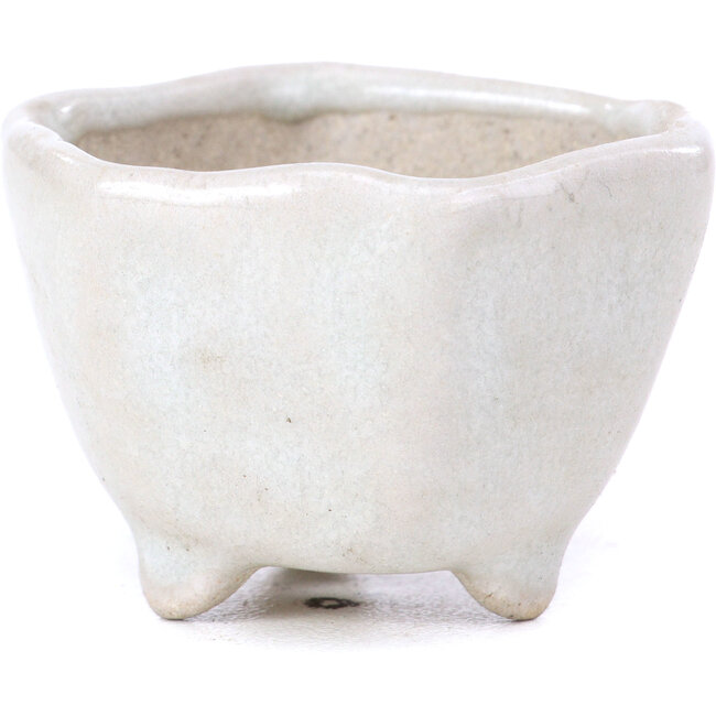 Hexagonal beige bonsai pot - 45 x 45 x 30 mm