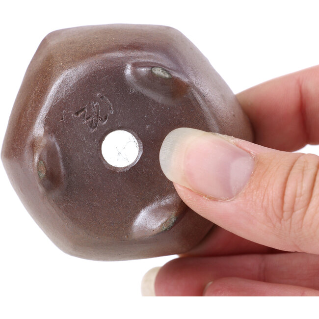 Hexagonal unglazed bonsai pot - 60 x 60 x 35 mm