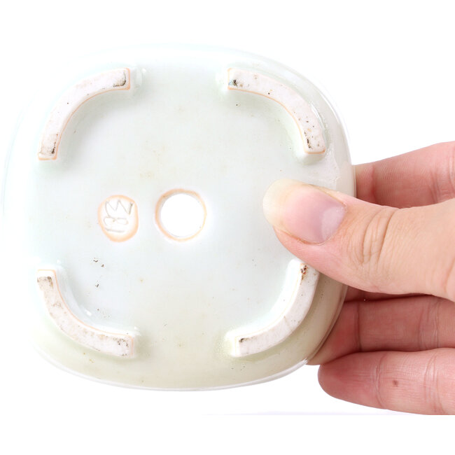 Square white bonsai pot - 95 x 95 x 26 mm