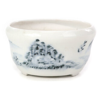  Other Tokoname bonsai pot makers Vaso rotondo blu da 65 mm di Tokoname, Giappone