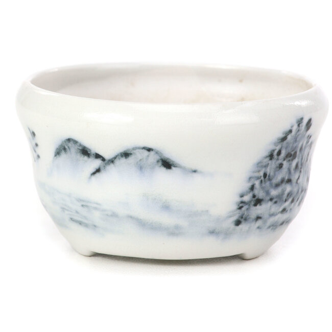 Round blue bonsai pot - 65 x 65 x 35 mm