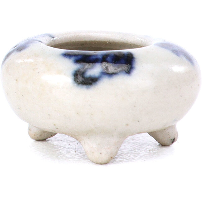 Round blue bonsai pot - 20 x 20 x 11 mm