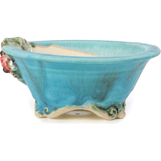 Pot à bonsaï rond bleu par Masashi Furumoto - 130 x 130 x 55 mm