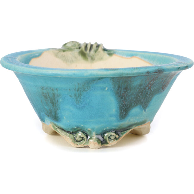 Vaso per bonsai rotondo blu di Masashi Furumoto - 130 x 130 x 55 mm