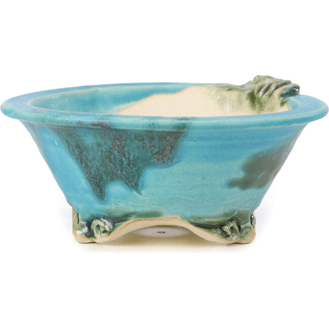 Pot à bonsaï rond bleu par Masashi Furumoto - 130 x 130 x 55 mm