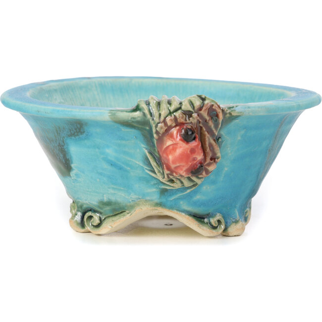 Pot à bonsaï rond bleu par Masashi Furumoto - 130 x 130 x 55 mm