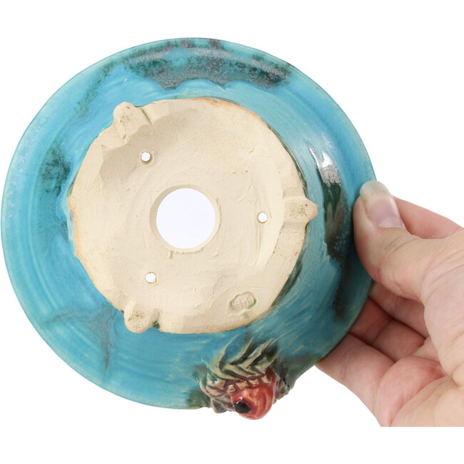 Maceta de bonsái redonda azul de Masashi Furumoto - 130 x 130 x 55 mm