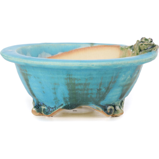 Pot à bonsaï rond bleu par Masashi Furumoto - 130 x 130 x 55 mm