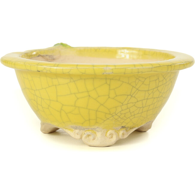 Ronde gele bonsaipot van Masashi Furumoto - 130 x 130 x 55 mm