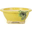 Round yellow bonsai pot by Masashi Furumoto - 130 x 130 x 55 mm