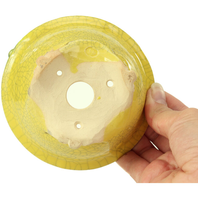 Pot à bonsaï rond jaune par Masashi Furumoto - 130 x 130 x 55 mm