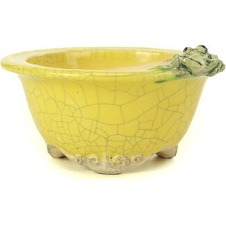 Masashi Furumoto Vaso per bonsai rotondo giallo da 130 mm di Masashi Furumoto, Giappone