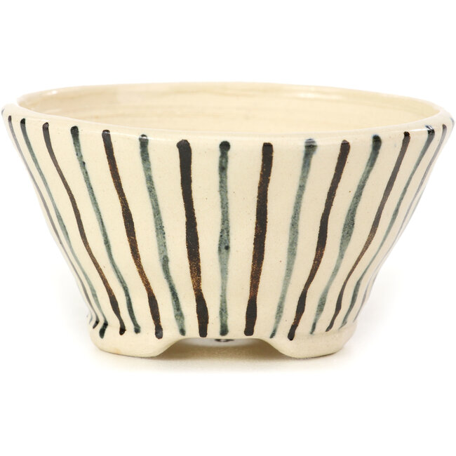 Pot à bonsaï rond beige par Bonsai - 85 x 85 x 45 mm