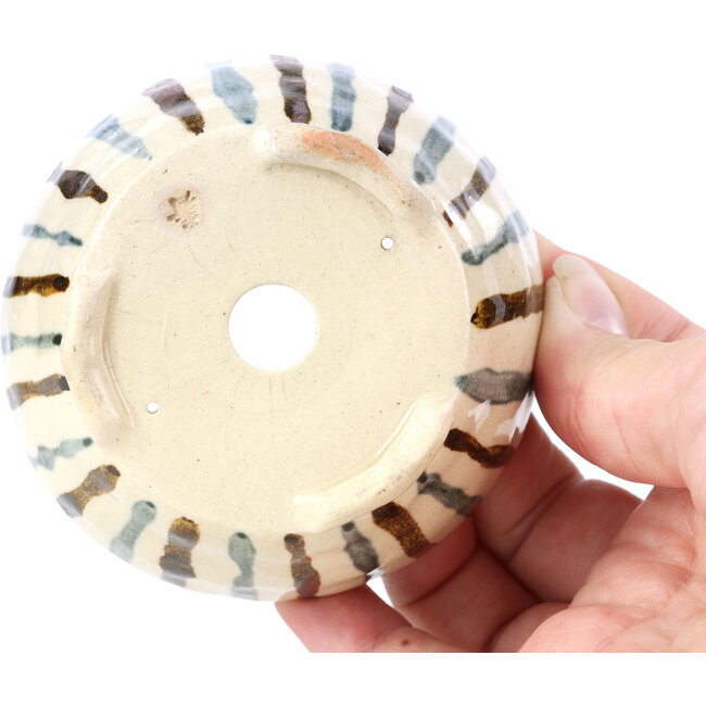 Pot à bonsaï rond beige par Bonsai - 85 x 85 x 45 mm