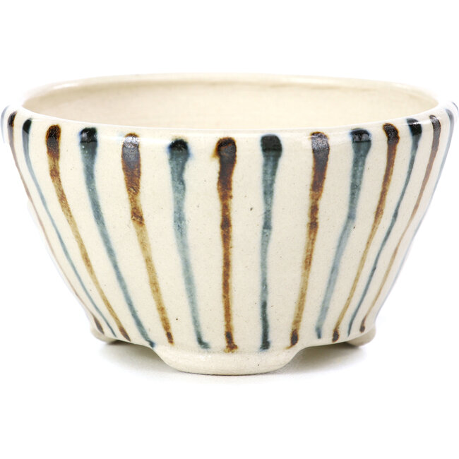 Pot à bonsaï rond beige par Bonsai - 82 x 82 x 45 mm