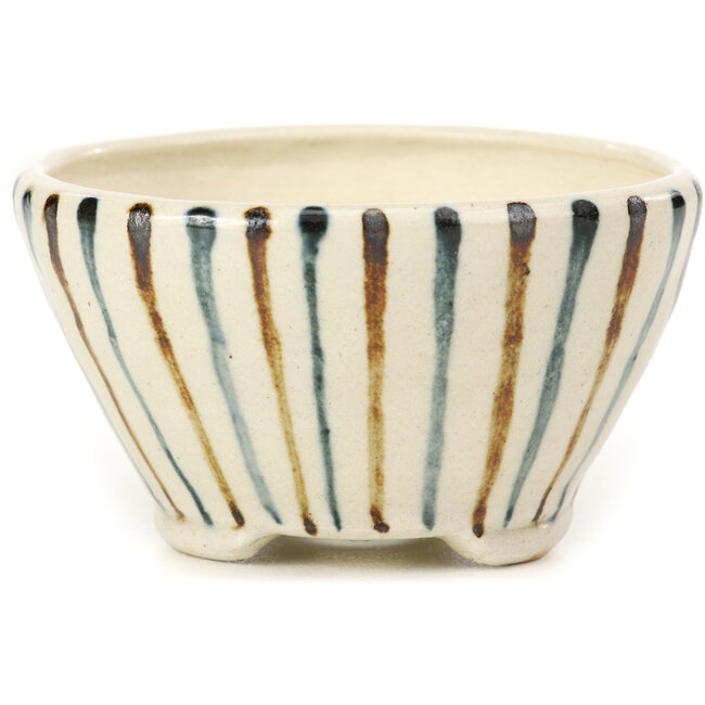 Pot à bonsaï rond beige par Bonsai - 82 x 82 x 45 mm