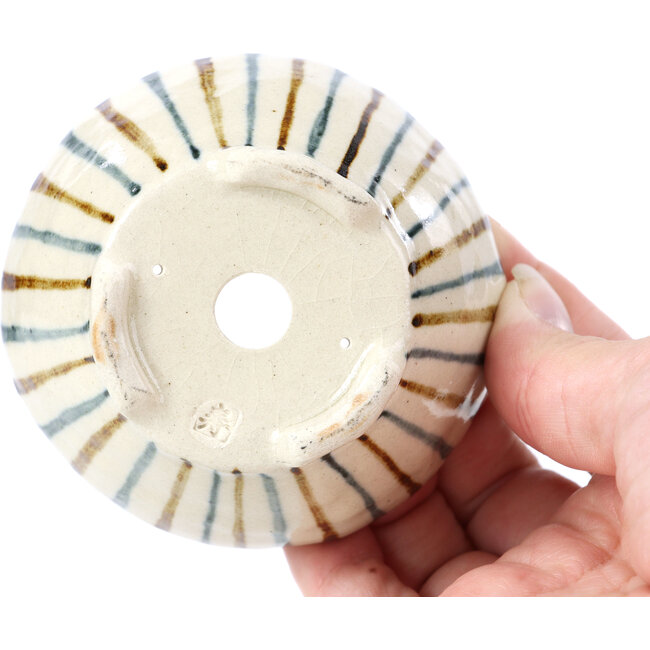 Pot à bonsaï rond beige par Bonsai - 82 x 82 x 45 mm