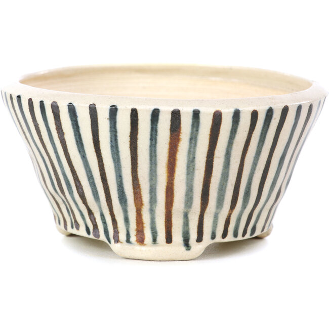 Pot à bonsaï rond beige par Bonsai - 85 x 85 x 45 mm