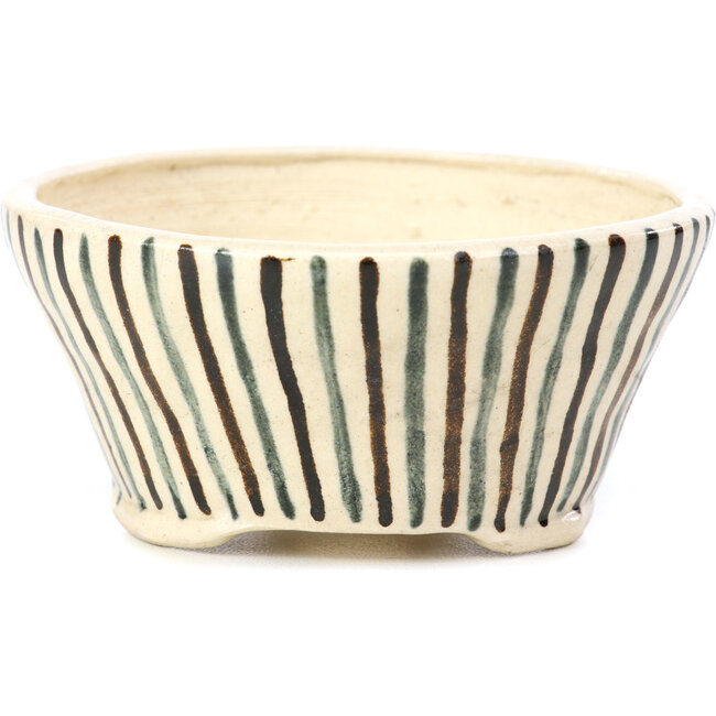 Pot à bonsaï rond beige par Bonsai - 85 x 85 x 45 mm