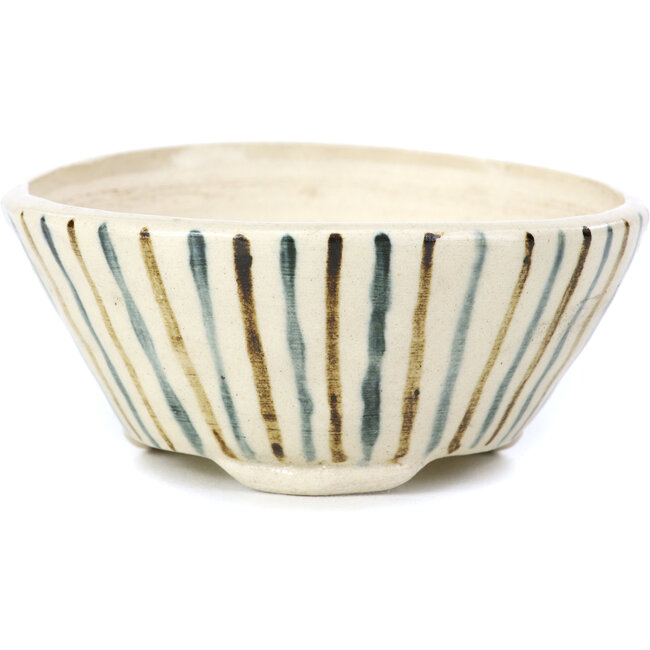 Pot à bonsaï rond beige par Bonsai - 86 x 86 x 35 mm