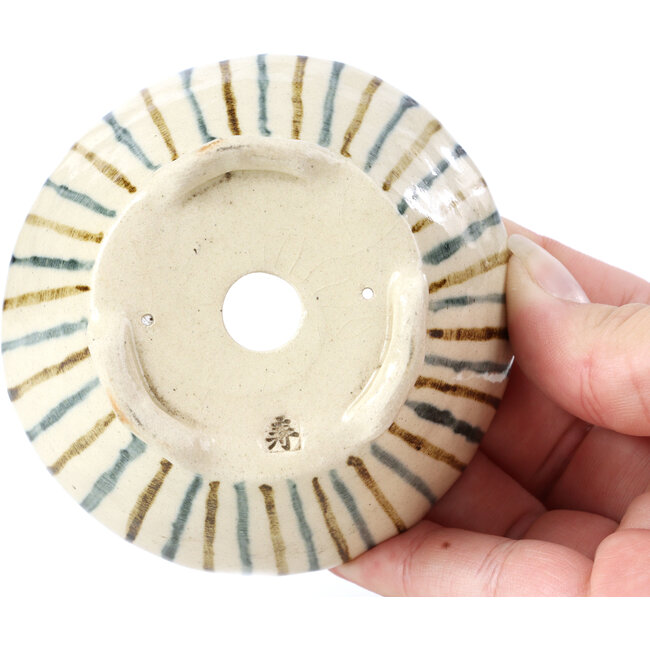 Pot à bonsaï rond beige par Bonsai - 86 x 86 x 35 mm