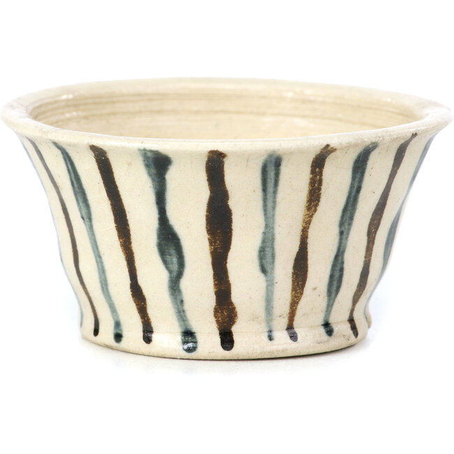 Ronde beige bonsaipot van Bonsai - 70 x 70 x 35 mm