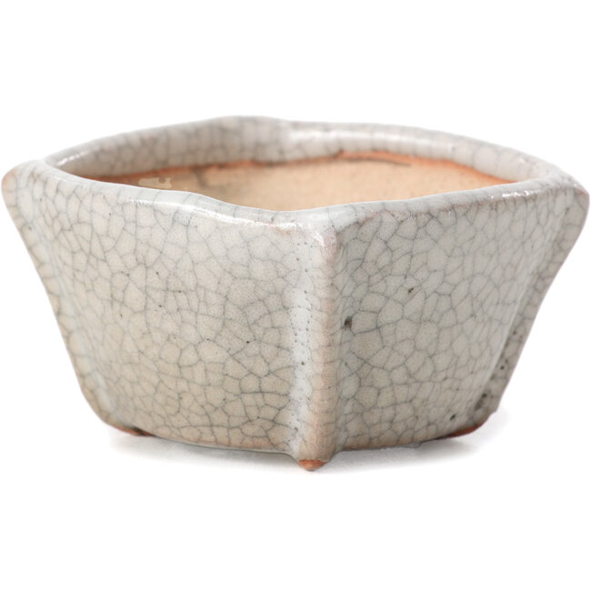 Maceta de bonsái cuadrada blanca craquelé de Bonsai - 63 x 63 x 35 mm