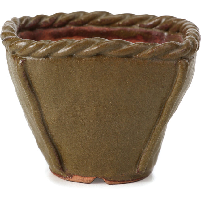 Pot à bonsaï carré vert olive par Bonsai - 67 x 67 x 52 mm