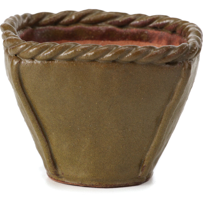 Pot à bonsaï carré vert olive par Bonsai - 67 x 67 x 52 mm