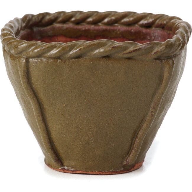 Pot à bonsaï carré vert olive par Bonsai - 67 x 67 x 52 mm