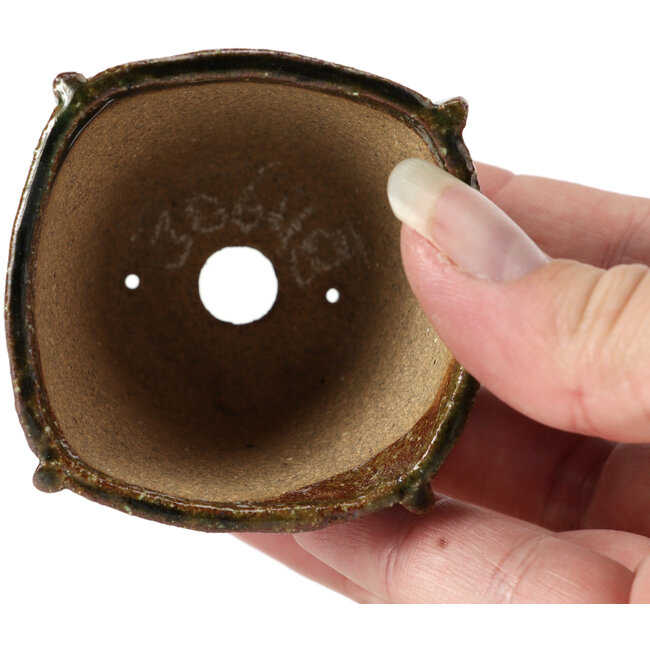 Maceta de bonsái verde cuadrada de Bonsai - 57 x 57 x 50 mm