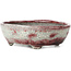 Craquelé ovale bianco con vaso bonsai rosso di Bunzan - 145 x 121 x 45 mm
