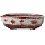 Craquelé ovale bianco con vaso bonsai rosso di Bunzan - 145 x 121 x 45 mm