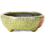 Oval yellow bonsai pot by Bunzan - 111 x 95 x 36 mm