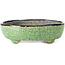 Pot à bonsaï vert ovale par Bunzan - 124 x 103 x 40 mm
