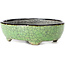 Oval green bonsai pot by Bunzan - 124 x 103 x 40 mm