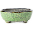 Pot à bonsaï vert ovale par Bunzan - 124 x 103 x 40 mm