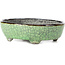 Pot à bonsaï vert ovale par Bunzan - 124 x 103 x 40 mm