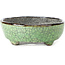 Pot à bonsaï vert ovale par Bunzan - 124 x 103 x 40 mm