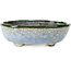 Pot à bonsaï ovale bleu et vert par Bunzan - 122 x 104 x 40 mm