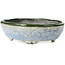 Pot à bonsaï ovale bleu et vert par Bunzan - 122 x 104 x 40 mm