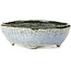 Pot à bonsaï ovale bleu et vert par Bunzan - 122 x 104 x 40 mm