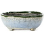 Pot à bonsaï ovale bleu et vert par Bunzan - 122 x 104 x 40 mm