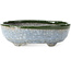 Pot à bonsaï ovale bleu et vert par Bunzan - 130 x 107 x 43 mm