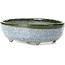 Pot à bonsaï ovale bleu et vert par Bunzan - 130 x 107 x 43 mm