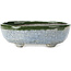 Pot à bonsaï ovale bleu et vert par Bunzan - 130 x 107 x 43 mm